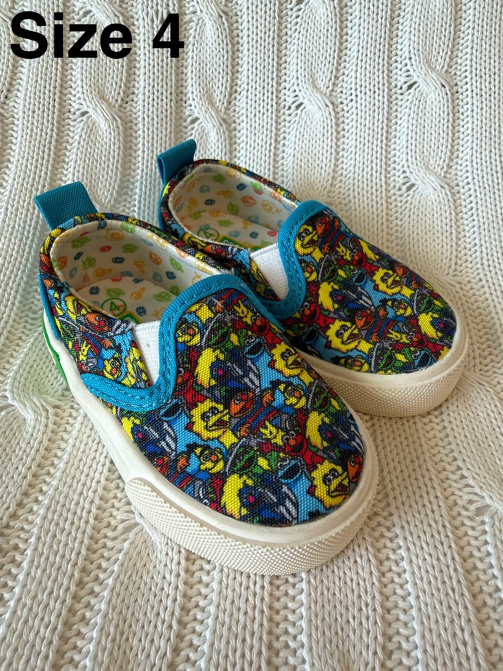 Ground Up Sesame Street Baby Shoes Sneakers Size 4 Canvas Slip On Big Bird Elmo